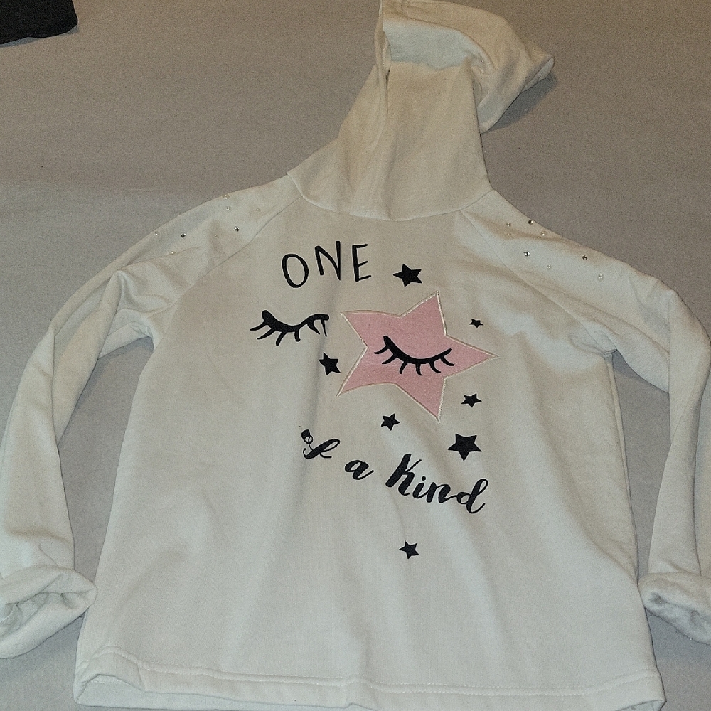 Aeropostale White and Pink Graphic Hoodie